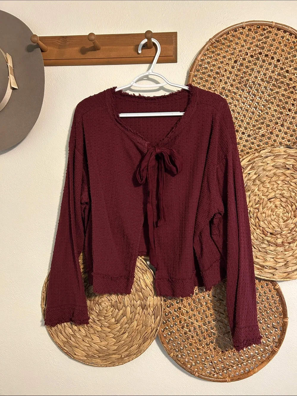 Free People Long Sleeve Textured Top Size Unknown